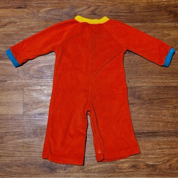 Vintage Groovy Orange Toddler Size 12 Months Bright Orange Terrycloth Romper - Picture 4 of 4